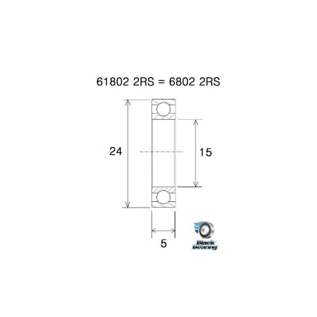 BLACK BEARING B3 Inox 61802-2RS 6802-2RS