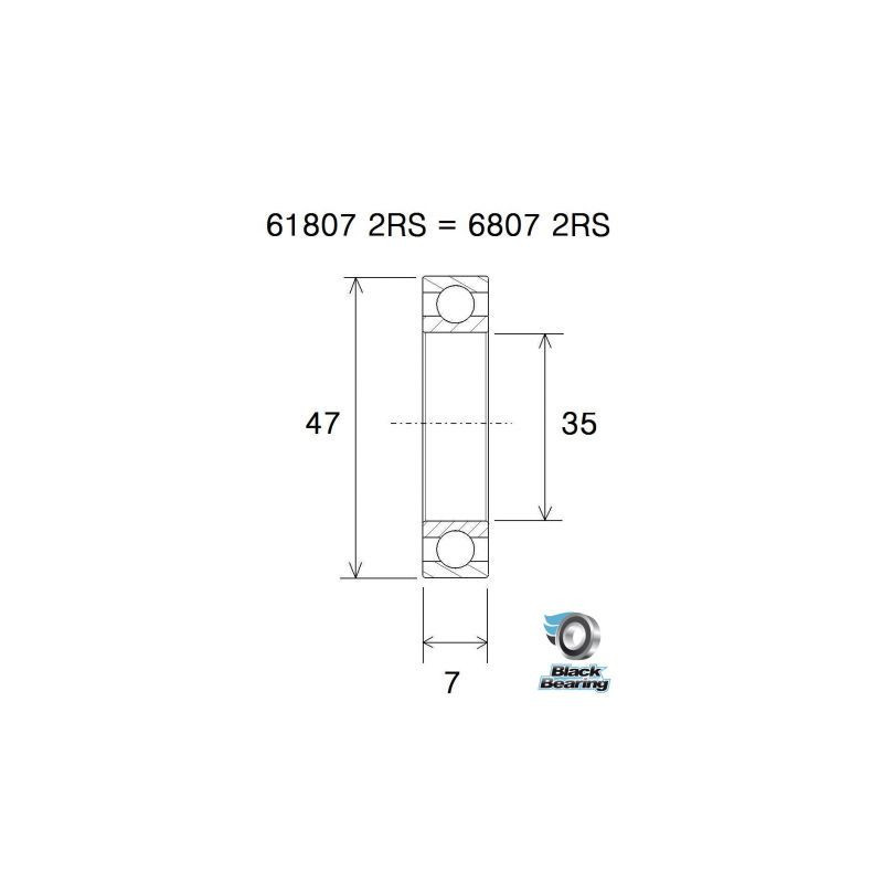 BLACK BEARING B5 61807-2RS 6807-2RS