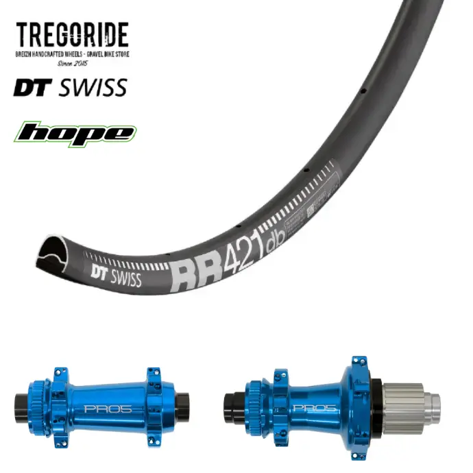 DTSWISS RR421 DB | HOPE PRO5 SP24 (Moyeux : Noir, Ecrous : Silver, CRL : HG (9, 10, 11, 12 V, 1er pignon 11 dents))