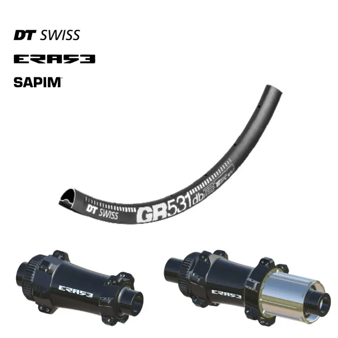DTSWISS GR531 | ERASE SP (AV : 28" (700c), AR : 28" (700c), CRL : HG (9, 10, 11, 12 V, 1er pignon 11 dents), Rayons : 24 CXSPRINT AV et AR, Ecrous : Silver, Moyeux : Noir)