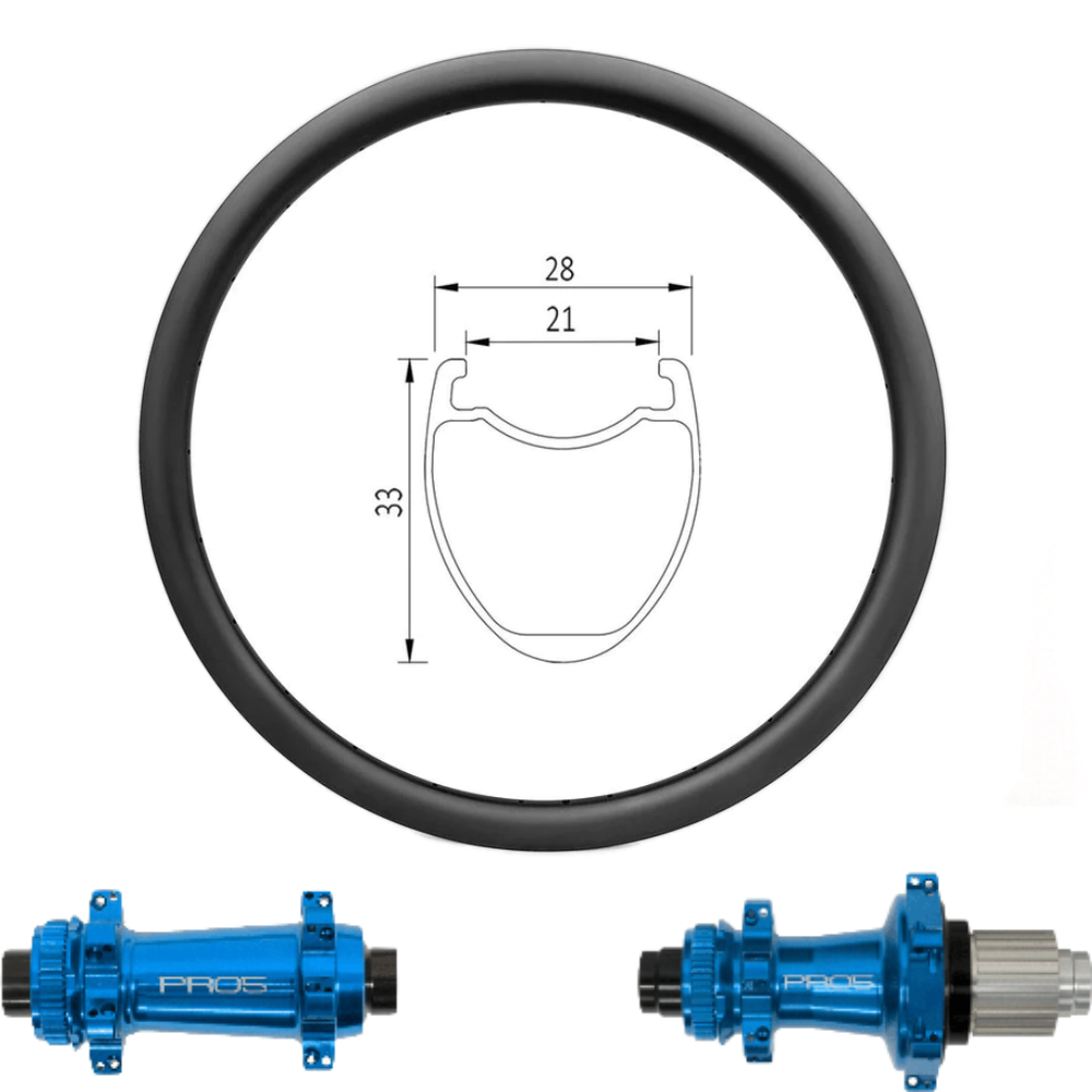 ROUES CARBONE 21-33 CLINCHER | HOPE PRO5 SP24 (LIGHT, CRL : HG (9, 10, 11, 12 V, 1er pignon 11 dents), Ecrous : Silver, Moyeux : Noir)