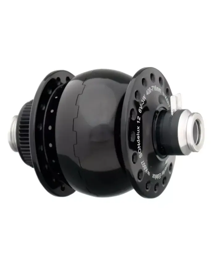 Moyeu dynamo SONdelux disque Centerlock, axe 12mm entraxe 100mm.