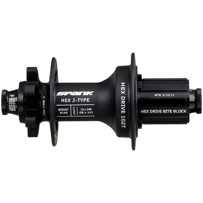 Moyeu SPANK HEX J-Type Rear (CRL : HG (9, 10, 11, 12 V, 1er pignon 11 dents), Moyeux : Noir)