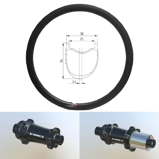 ROUES CARBONE 25-35 650B | ERASE SP (CRL : HG (9, 10, 11, 12 V, 1er pignon 11 dents), Rayons : 24 CXSPRINT AV et AR, Ecrous : Silver, Moyeux : Noir)