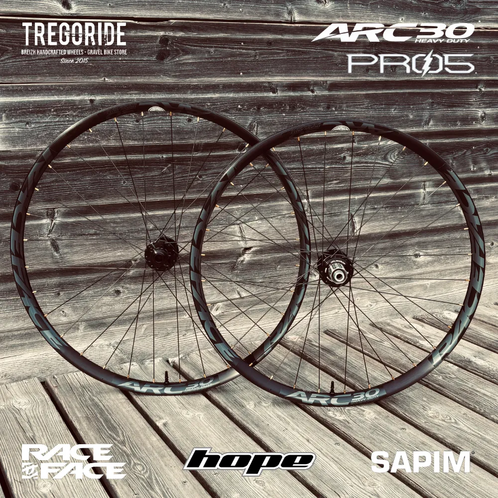 RACE FACE ARC OFFSET 30 HD | HOPE PRO5 E-BIKE (15X110 Boost, 12X148 Boost, CRL : HG Steel (9, 10, 11, 12 V, 1er pignon 11 dents), Rayons : 32 RACE AV et AR, Ecrous : Silver, Moyeux : Noir, AV : 29", AR : 29")