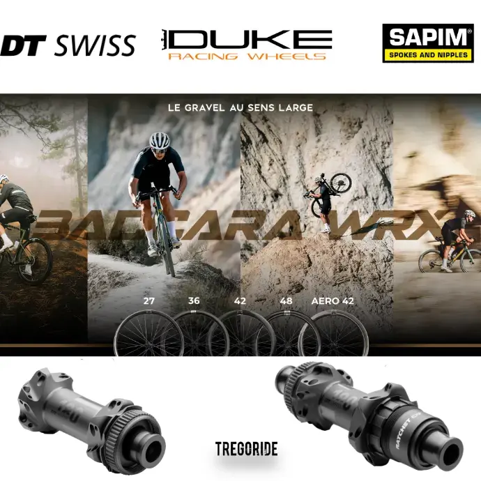 DUKE BACCARA WRX | DT180 (H AV : 27, H AR : 27, Rayons : 24 CXSPRINT AV et AR, CRL : HG (9, 10, 11, 12 V, 1er pignon 11 dents), Ecrous : Silver)