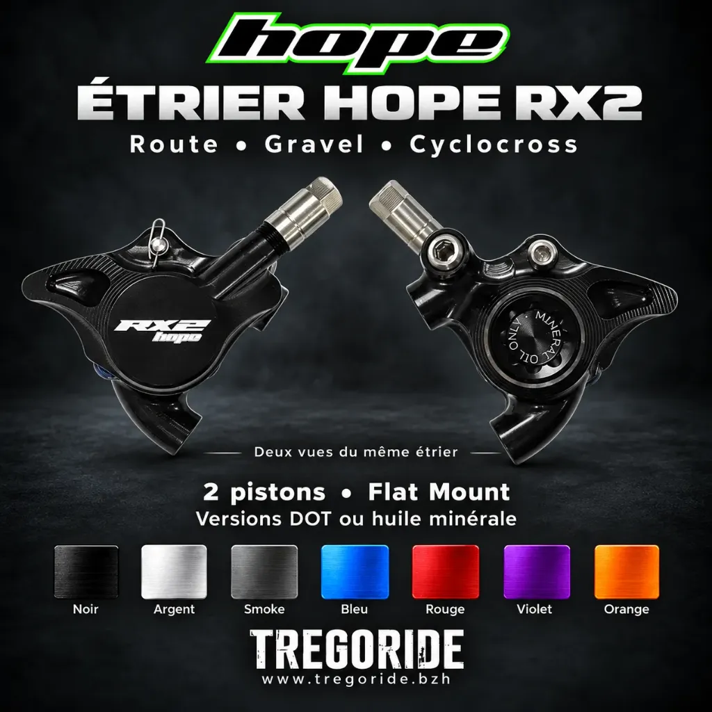 Etrier de frein HOPE  RX2 (Route, Gravel, CX) (Noir, DOT)