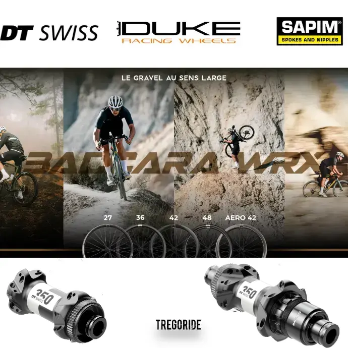 DUKE BACCARA WRX | DT350 SP (H AV : 27, H AR : 27, Rayons : 24 CXSPRINT AV et AR, CRL : HG (9, 10, 11, 12 V, 1er pignon 11 dents), Ecrous : Silver)