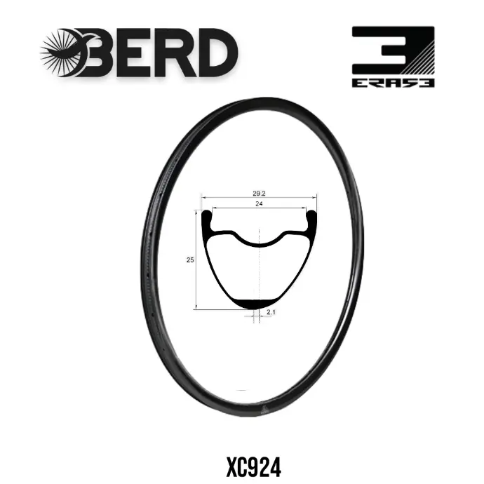 Roues carbone XC/DC XC924 | ERASE | BERD (CRL : HG (9, 10, 11, 12 V, 1er pignon 11 dents), Ecrous : Silver, Moyeux : Rouge, Rayon : Noir)