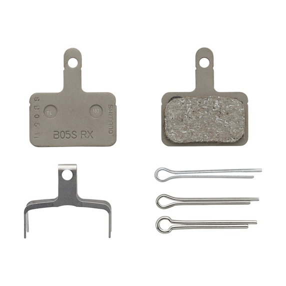 Plaquettes de freins SHIMANO en résine B05S-RX et ressort avec goupille fendue type 3 (paire)