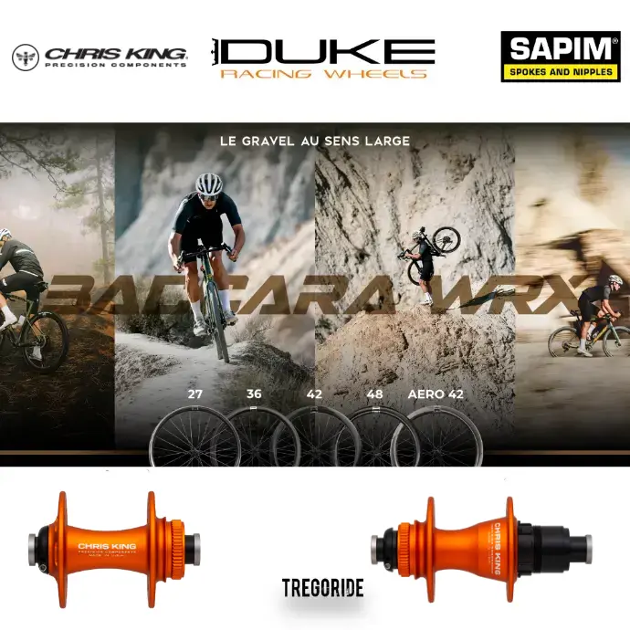 DUKE BACCARA WRX | CK R45D (H AV : 27, H AR : 27, Rayons : 24 CXSPRINT AV et AR, CRL : HG (9, 10, 11, 12 V, 1er pignon 11 dents), Moyeux : Noir, Ecrous : Silver)