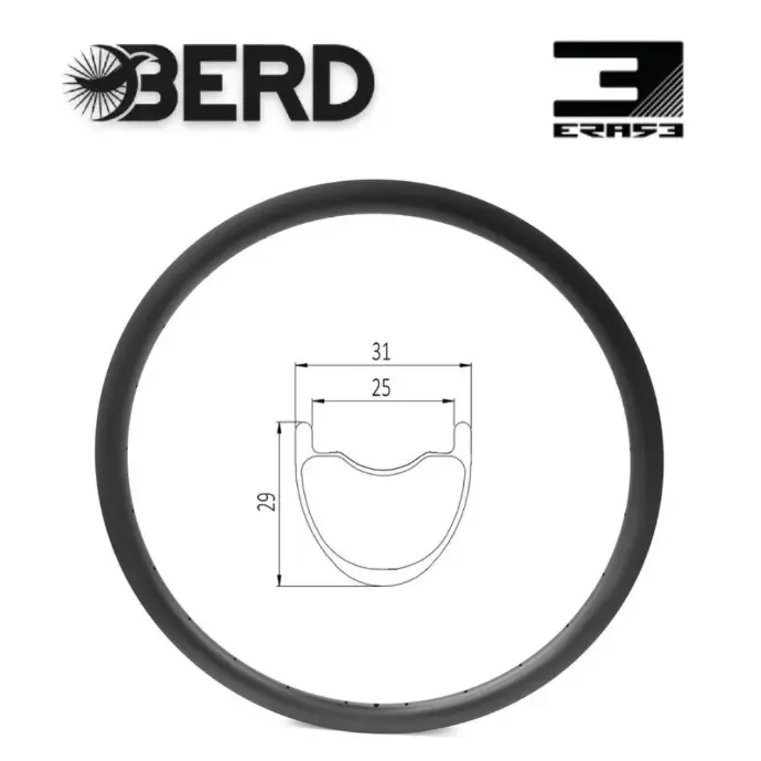 Roues carbone GRAVEL D25-29H | ERASE | BERD | CANNONDALE (CRL : HG (9, 10, 11, 12 V, 1er pignon 11 dents), Rayons : 24 BERD AV et AR, Ecrous : Silver, Moyeux : Rouge, Rayon : Noir)