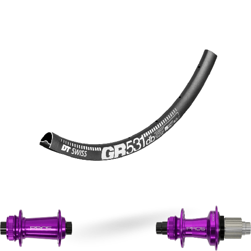 DTSWISS GR531 | HOPE PRO5 (AV : 28" (700c), AR : 28" (700c), QRX100, QRX135, CRL : HG (9, 10, 11, 12 V, 1er pignon 11 dents), Center Lock (CL), Rayons : 28 RACE AV et AR, Ecrous : Silver, Moyeux : Noir)