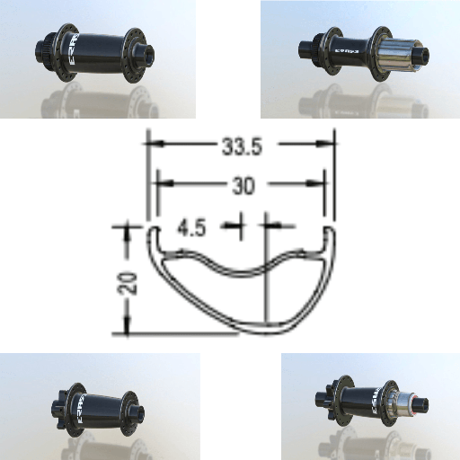 RACE FACE ARC OFFSET 30 | ERASE (15X110 Boost, CRL : HG (9, 10, 11, 12 V, 1er pignon 11 dents), Center Lock (CL), Rayons : 28 RACE AV et AR, Ecrous : Silver, Moyeux : Noir, AV : 29", AR : 29")