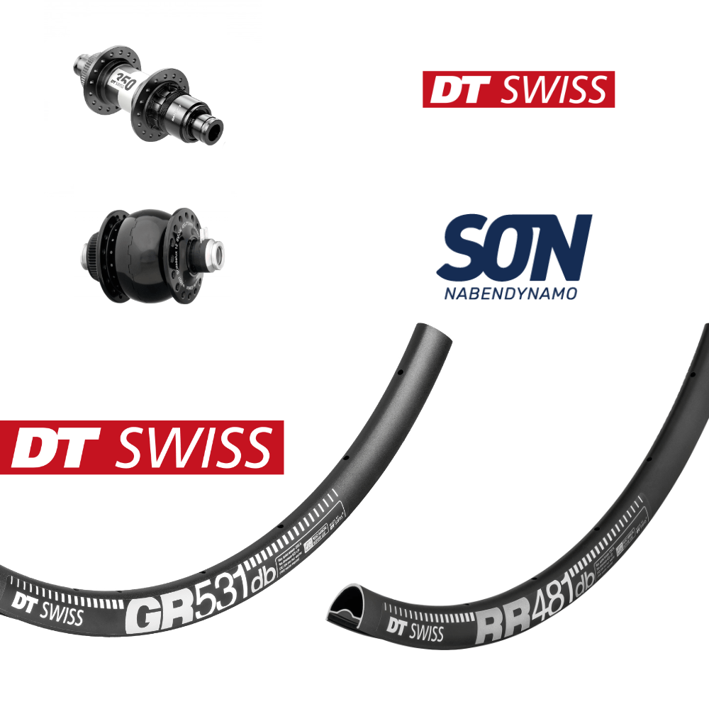DTSWISS RR481 GR531 | SON28 DT350 36 SL (Jantes : DTSWISS RR481, CRL : HG (9, 10, 11, 12 V, 1er pignon 11 dents), Rayons : 28 RACE AV et AR, Ecrous : Silver, 29" (700c))