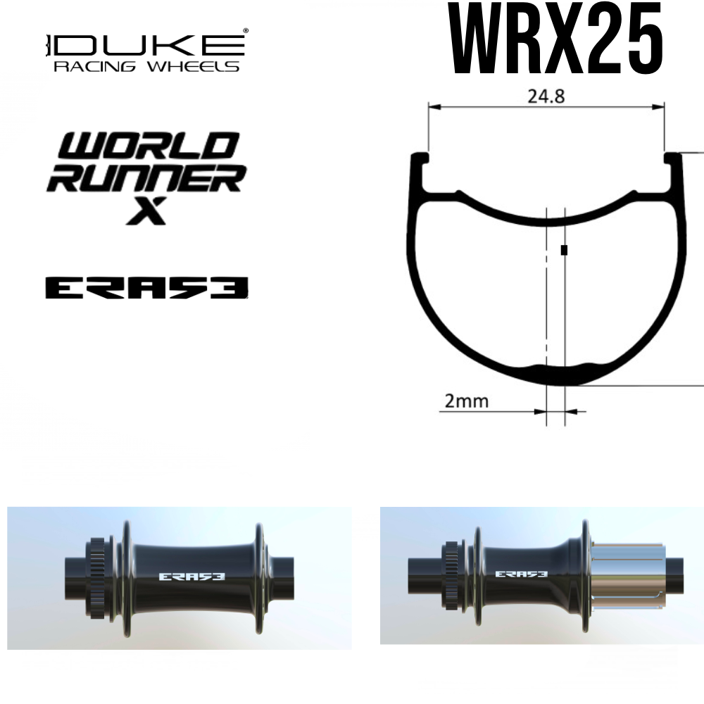 DUKE WRX25 | ERASE (CRL : HG (9, 10, 11, 12 V, 1er pignon 11 dents), Rayons : 28 RACE AV et AR, Ecrous : Silver, Moyeux : Noir, 28" (700c))
