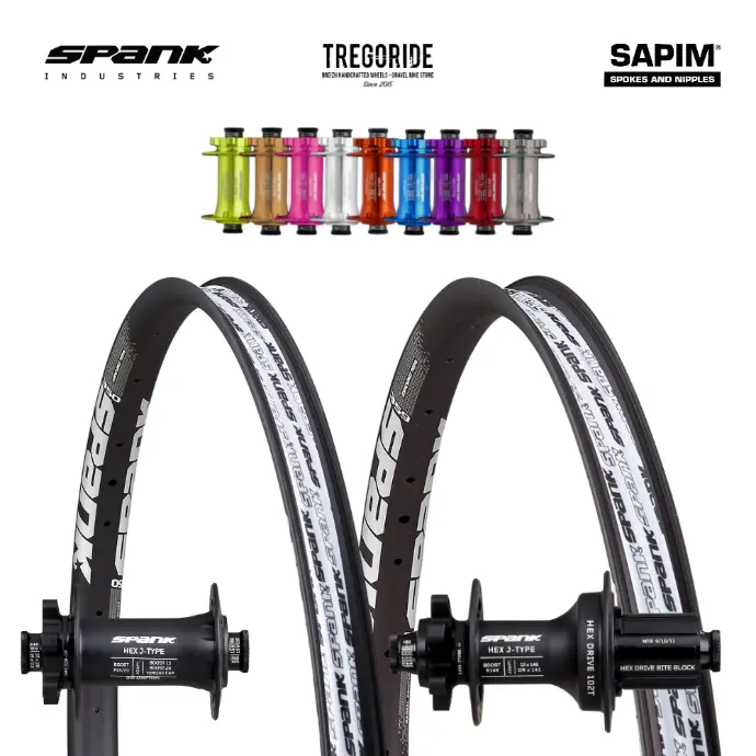 SPANK 350 359 | HEX (SPANK 350, SPANK 350, AV : 29", AR : 29", 15X100, 12X142, CRL : HG (9, 10, 11, 12 V, 1er pignon 11 dents), Moyeux : Noir, Rayons : 32 RACE AV et AR, Ecrous : Silver)
