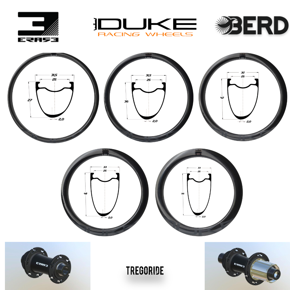 DUKE BACCARA RX | ERASE | BERD (H AV : 27, H AR : 27, Rayon : Noir, CRL : HG (9, 10, 11, 12 V, 1er pignon 11 dents), Moyeux : Rouge, Ecrous : Silver)