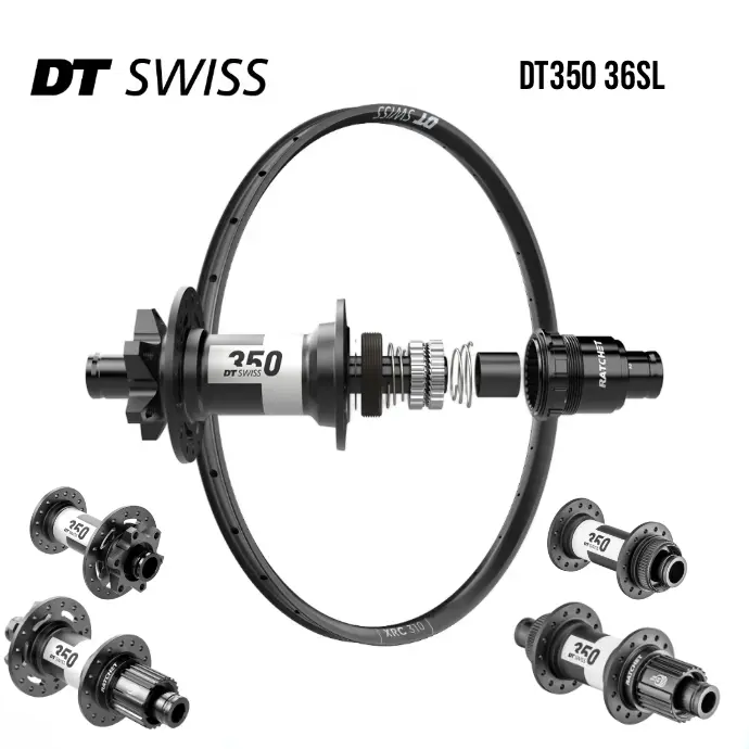 DTSWISS XRC310 | DT350 36SL (CRL : HG (9, 10, 11, 12 V, 1er pignon 11 dents), Center Lock (CL), Rayons : 28 RACE AV et AR, Ecrous : Silver)