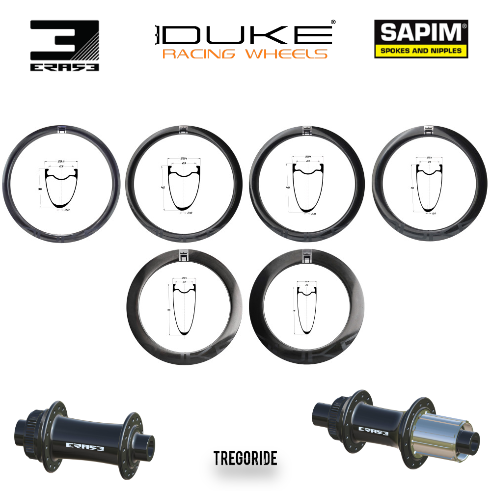 DUKE BACCARA X SLR2 | ERASE (H AV : 36, H AR : 36, Rayons : 28 DLIGHT AV et AR, CRL : HG (9, 10, 11, 12 V, 1er pignon 11 dents), Moyeux : Noir, Ecrous : Silver)