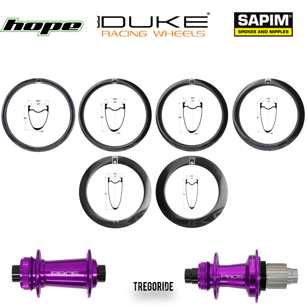 DUKE BACCARA X SLR2 | HOPE PRO5 (H AV : 36, H AR : 36, Rayons : 28 DLIGHT AV et AR, CRL : HG (9, 10, 11, 12 V, 1er pignon 11 dents), Moyeux : Noir, Ecrous : Silver)