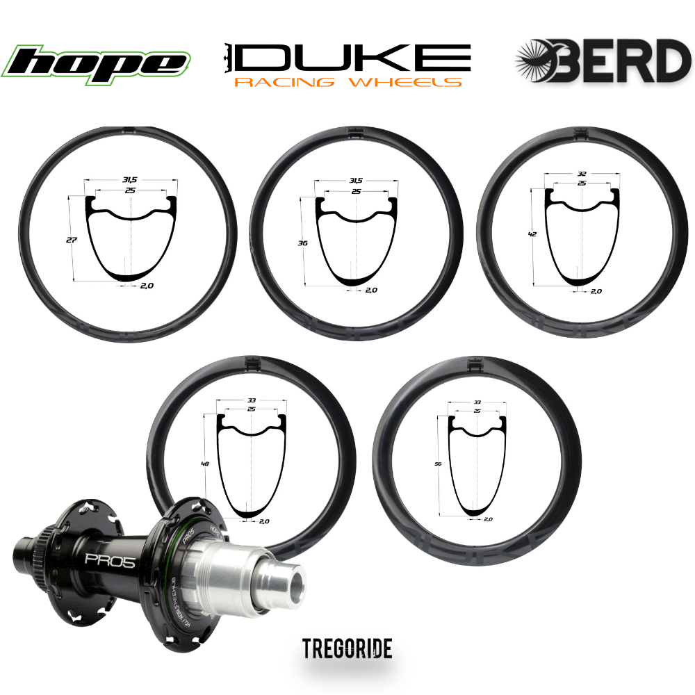 DUKE BACCARA RX | HOPE PRO5 | BERD (H AV : 27, H AR : 27, Rayons : 24 BERD AV et AR, Rayon : Noir, CRL : HG (9, 10, 11, 12 V, 1er pignon 11 dents), Moyeux : Rouge, Ecrous : Silver)
