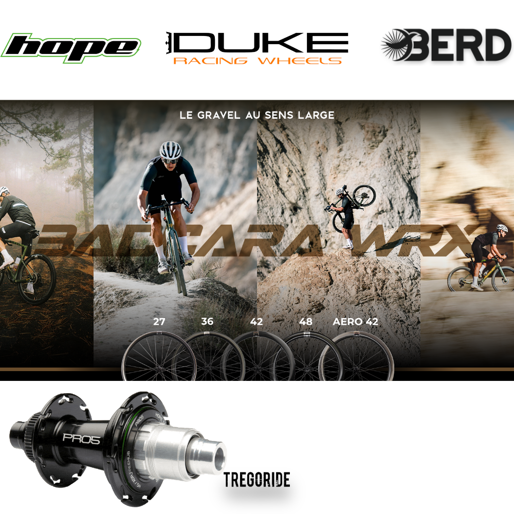 DUKE BACCARA WRX | HOPE PRO5 | BERD (H AV : 27, H AR : 27, Rayon : Noir, CRL : HG (9, 10, 11, 12 V, 1er pignon 11 dents), Ecrous : Silver, Moyeux : Noir)