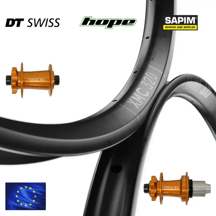 DTSWISS XMC320 | HOPE PRO5 | EBike (AV : 29", AR : 29", 15X110 Boost, 12X157 SUPERBOOST, CRL : HG Steel (9, 10, 11, 12 V, 1er pignon 11 dents), Moyeux : Noir, 6T (6 trous IS))