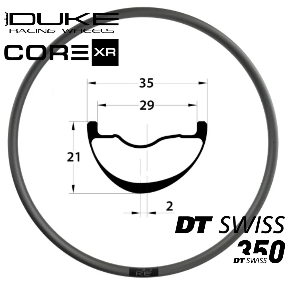 DUKE CORE XR | DT350 (Center Lock (CL), Rayons : 28 RACE AV ET 32 AR, Ecrous : Silver, CRL : HG (9, 10, 11, 12 V, 1er pignon 11 dents))