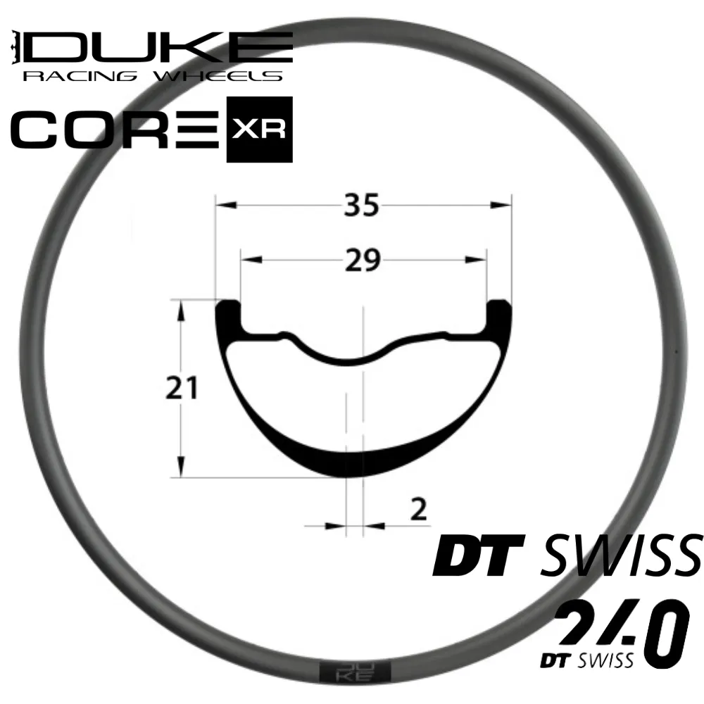 DUKE CORE XR | DT240 (Center Lock (CL), Rayons : 28 RACE AV ET 32 AR, Ecrous : Silver, CRL : HG (9, 10, 11, 12 V, 1er pignon 11 dents))