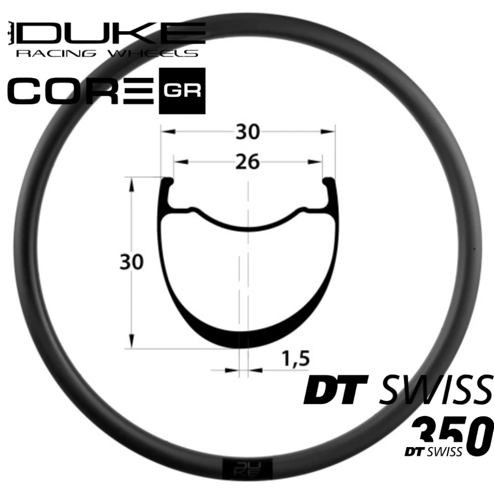 DUKE CORE GR30 | DT350 (Rayons : 24 RACE AV ET AR, CRL : HG (9, 10, 11, 12 V, 1er pignon 11 dents), Ecrous : Silver)