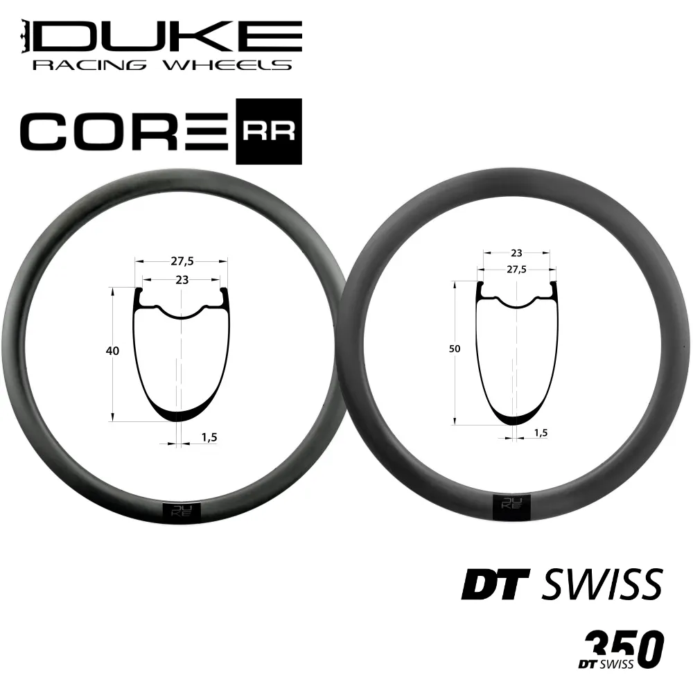 DUKE CORE RR | DT350 SP (H AV : 40, H AR : 40, CRL : HG (9, 10, 11, 12 V, 1er pignon 11 dents), Rayons : 24 CXSPRINT AV et AR, Ecrous : Silver)