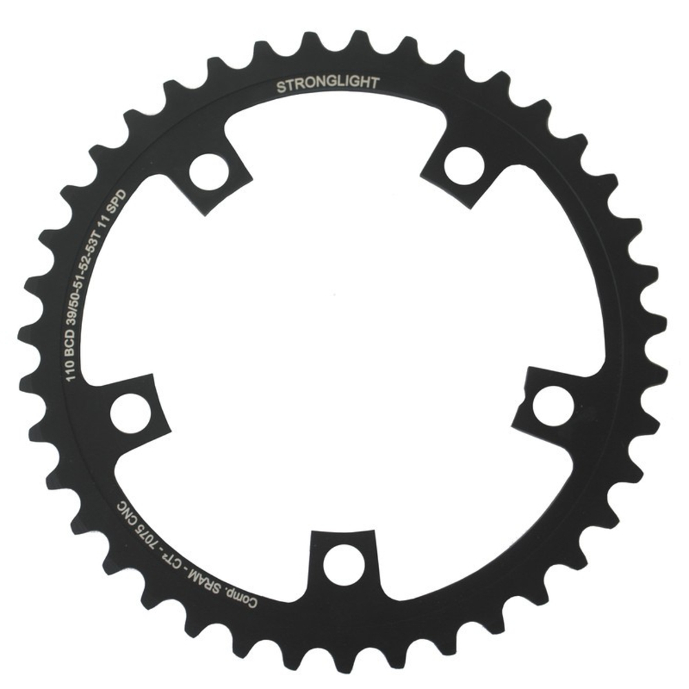 Plateau STRONGLIGHT 275065 pour Sram Force/Red22 39 dents (51/52/53) ct², 11V, Noir