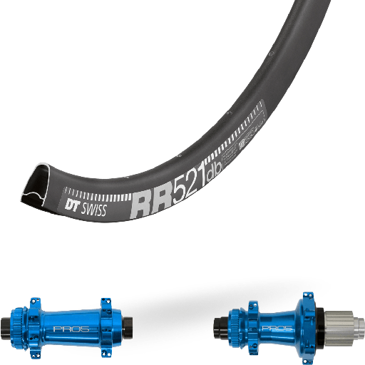 DTSWISS RR521 DB | HOPE PRO5 SP24 CL (QRX100, QRX135, CRL : HG (9, 10, 11, 12 V, 1er pignon 11 dents), Rayons : 24 CXSPRINT AV et AR, Ecrous : Silver, Moyeux : Noir)