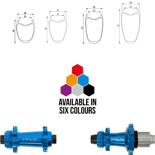 ROUES CARBONE 21 CLINCHER | HOPE PRO5 SP24 (H AV : 38, H AR : 38, LIGHT, QRX100, QRX135, CRL : HG (9, 10, 11, 12 V, 1er pignon 11 dents), Ecrous : Silver, Moyeux : Noir)