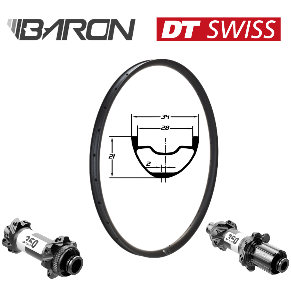BARON XR28 | DT350 36SL SP28 CL (15X100, 12X142, CRL : HG (9, 10, 11, 12 V, 1er pignon 11 dents), Center Lock (CL), Ecrous : Silver)