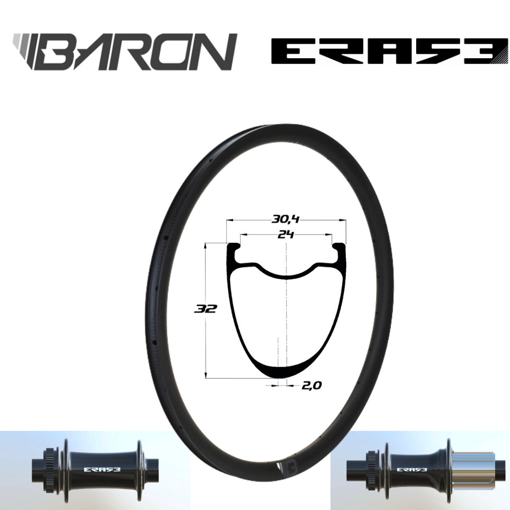 BARON GR32 | ERASE (CRL : HG (9, 10, 11, 12 V, 1er pignon 11 dents), Rayons : 24 CXSPRINT AV et AR, Ecrous : Silver, Moyeux : Noir)