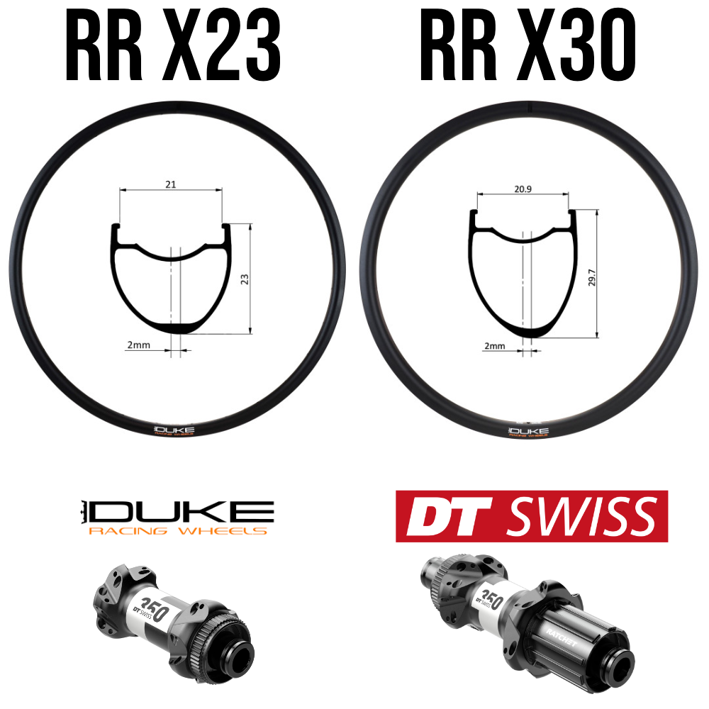 DUKE RR X23 ou X30 DISC | DT350 SP24 (Jantes : DUKE RRX23 DISC, Rayons : 24 CXSPRINT AV et AR, Ecrous : Silver, CRL : HG (9, 10, 11, 12 V, 1er pignon 11 dents))