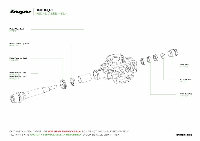 F22 | Union Pedal Service Kit HOPE PDSPSERV22-UN