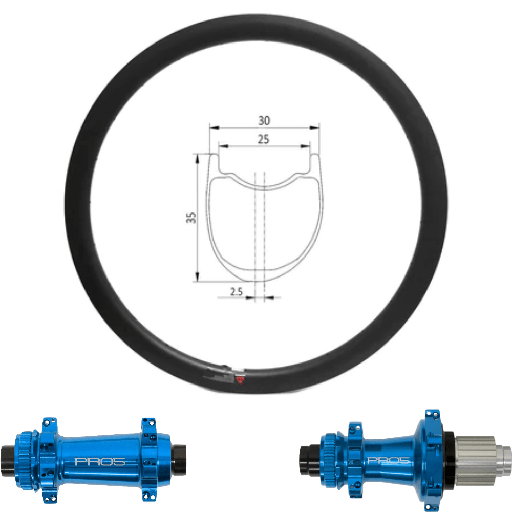 ROUES CARBONE 25-35 650B | HOPE PRO5 SP24 CL (CRL : HG (9, 10, 11, 12 V, 1er pignon 11 dents), Ecrous : Silver, Moyeux : Noir)