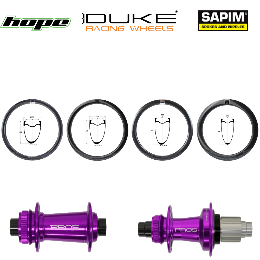 DUKE BACCARA ULTRA SLR2 | HOPE PRO5 (H AV : 36, H AR : 36, Rayons : 24 CXSPRINT AV et AR, CRL : HG (9, 10, 11, 12 V, 1er pignon 11 dents), Moyeux : Noir, Ecrous : Silver)