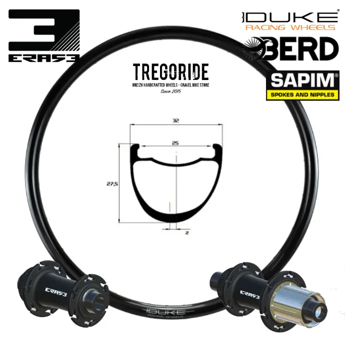 DUKE WR27 SLR2 | ERASE BERD (Moyeux : Noir, Ecrous : Silver, CRL : HG (9, 10, 11, 12 V, 1er pignon 11 dents))