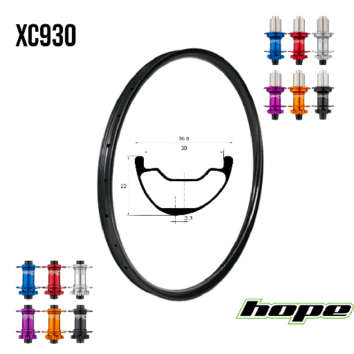Roues carbone XC/DC XC930 | HOPE PRO5